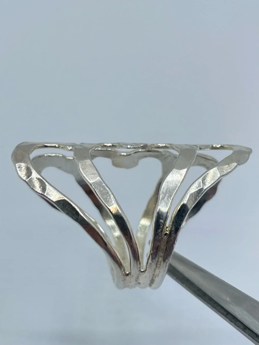 Vintage Taxco Silver Butterfly Wings Abstract Openwork Boho Statement Ring Sz 9